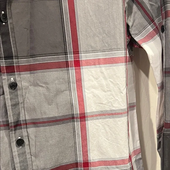 Express Men's Checkered Shirt - Charcoal, Crimson, and Ivory - Picture 4 of 10